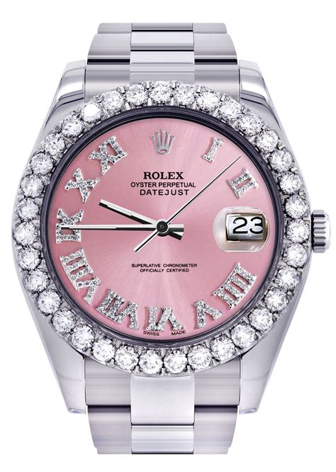 rolex pink roman dial oyster pink leather band|rolex lady datejust pink dial.